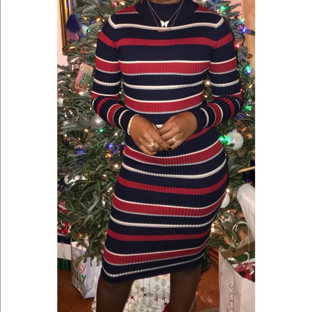 Long Sleeve knitted Striped Dress